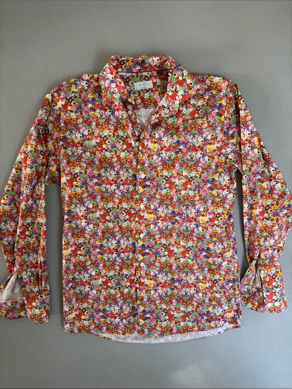 ETON Colorful Floral Print Men's Shirt - Red Multi 39/15.5